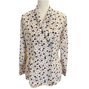 Vtg Country Sophisticates By Pendleton Wrap Blouse Size 12 Silk Feel Made In USA